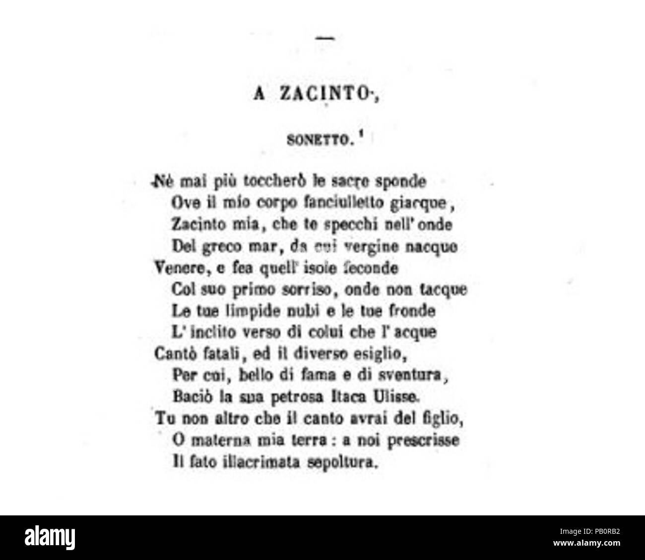Un Zacinto. Banque D'Images