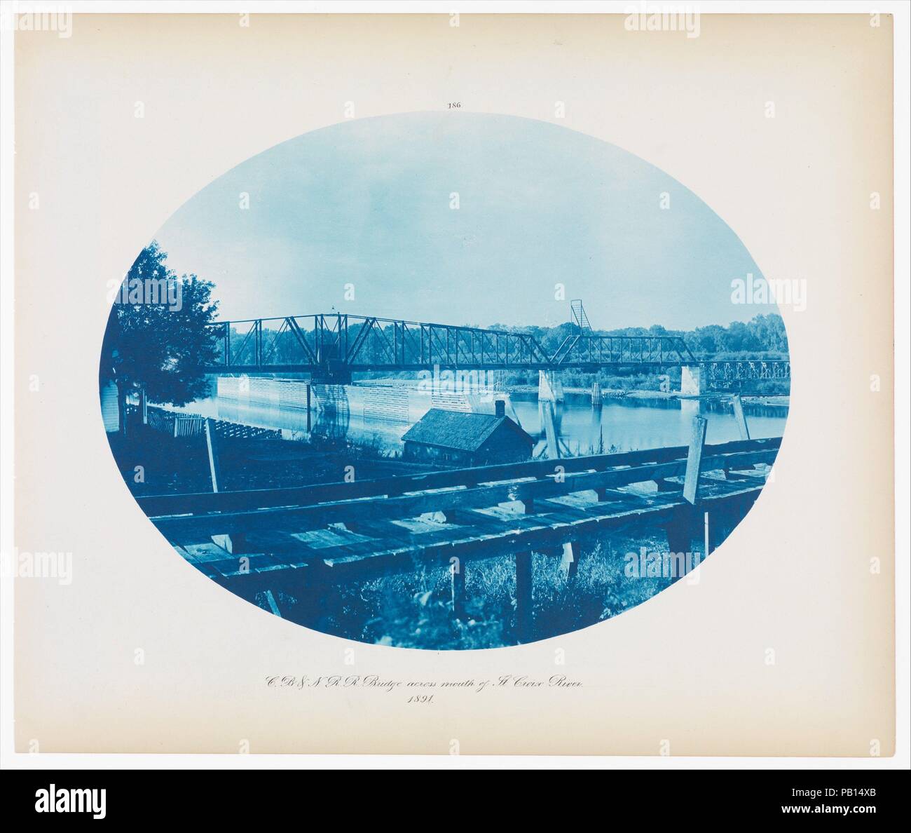 N° 186. Chicago, Burlington Northern Rail & Road Pont sur la bouche de la rivière Sainte-Croix. Artiste : Henry P. Bosse (Américain, né en Allemagne, 1844-1893). Fiche Technique : Dimensions : 14 × 17 1/2 3/16 in. (36,8 × 43,7 cm). Date : 1891. Musée : Metropolitan Museum of Art, New York, USA. Banque D'Images