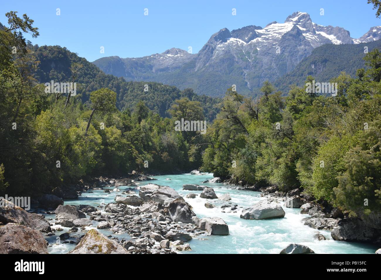 Rio Blanco, Hornopiren, Carretera Austral, Patagonie, Chili Banque D'Images