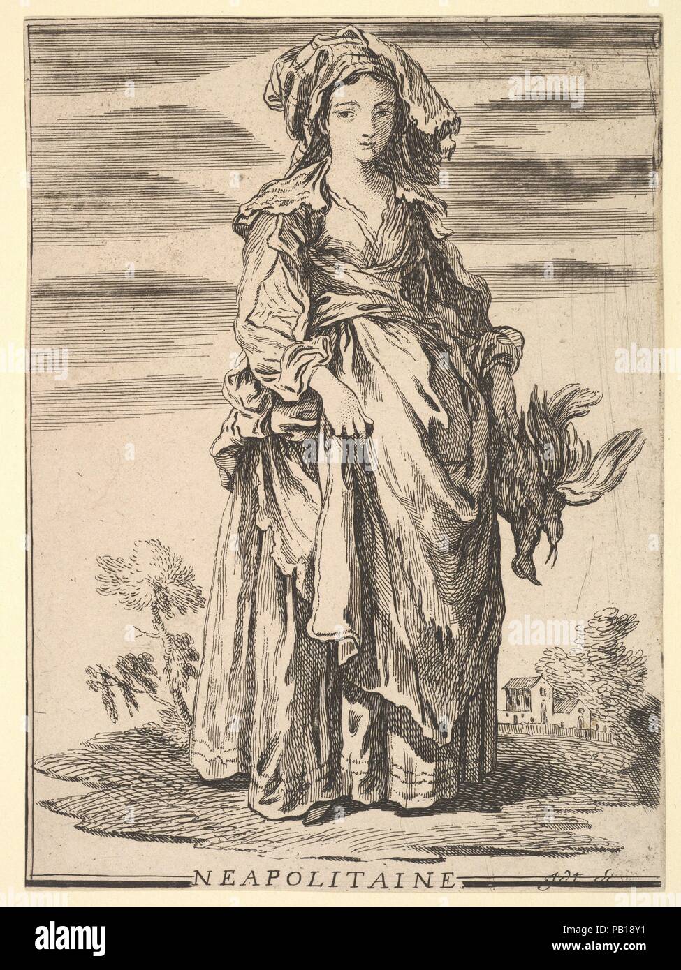 Copie de la marche arrière, Neapolitaine de recueil de diverses fig.res étrangeres inventées par F. Boucher P.tre du Roy et gravées par F. Ravenet (Collection de différents chiffres étrangers, conçu par F. Boucher, peintre du Roi et gravé gravé] [par F. Ravenet), la plaque 2. Artiste : Après François Boucher (Français, Paris 1703-1770 Paris) ; Après Simon Francis Ravenet, l'ancien (Français, 1706-1774). Fiche Technique : Dimensions : 8 13/16 x 6 1/2 in. (22,4 x 16,5 cm). Portefeuille/Série : Recueil de diverses fig.res étrangeres inventées par F. Boucher P.tre du Roy et gravées par F. Ravenet. Date : le 18e siècle. Musée : M Banque D'Images