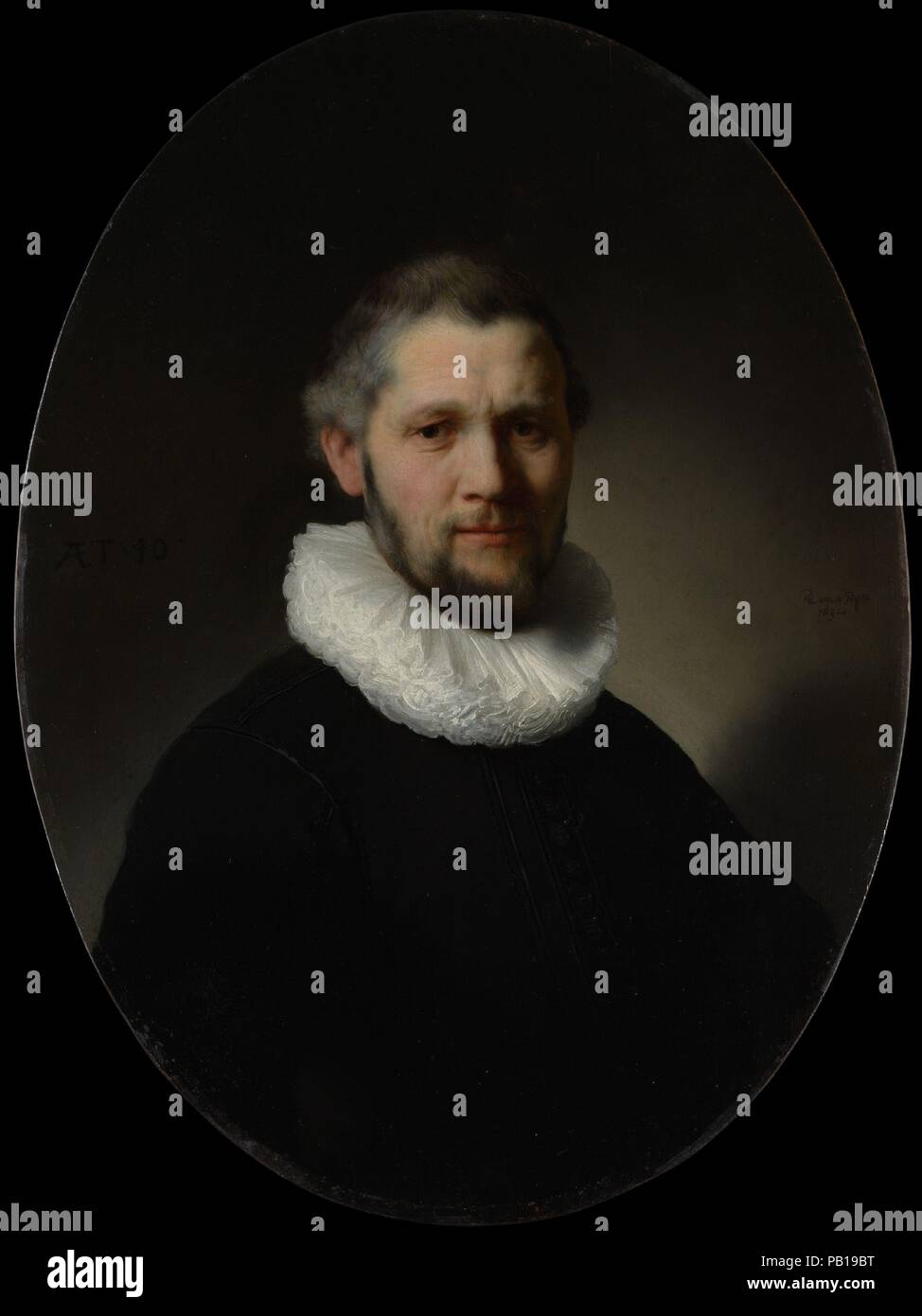 Portrait d'un homme. Artiste : Rembrandt Rembrandt (van Rijn) (Néerlandais, Leyde 1606-1669 Amsterdam). Dimensions : Ovale, 29 3/4 x 20 1/2 in. (75,6 x 52,1 cm). Date : 1632. Ce portrait datant de la première année Rembrandt à Amsterdam est remarquable pour sa qualité et l'état. Les subtilités de la lumière et la texture trouvés dans le visage robuste et fins, les cheveux dans le parchmentlike couches du Ruff, et même dans le costume noir sont des effets que l'artiste avait peu à peu maîtrisé dans sa ville natale de Leiden au cours des dernières années. Musée : Metropolitan Museum of Art, New York, USA. Banque D'Images