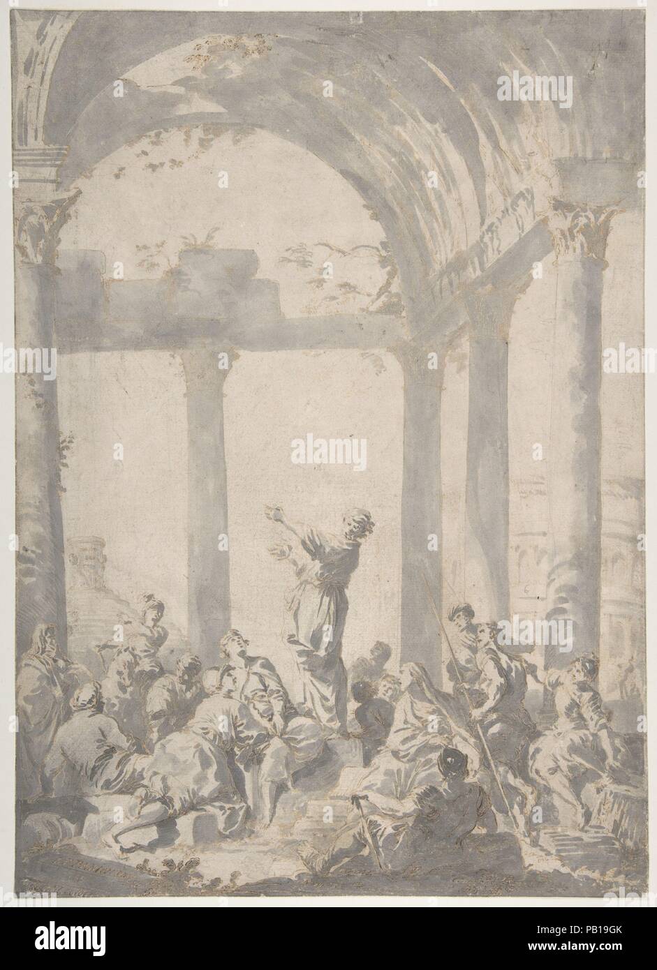 Saint Paul prêchant à Athènes. Artiste : Giovanni Paolo Panini (Italien, Piacenza 1691-1765 Rome). Dimensions : 15 x 10 5/16 en 15-16. (38,9 x 27,8 cm). Date : 1733. Musée : Metropolitan Museum of Art, New York, USA. Banque D'Images