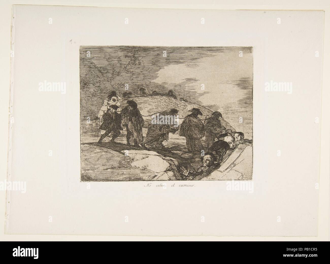 70 Plaque de 'Les désastres de la guerre (los Desastres de la Guerra) : 'ils ne connaissent pas la voie." (No saben El camino.). Artiste : Goya (Francisco de Goya y Lucientes (Fuendetodos) espagnol, 1746-1828 Bordeaux). Dimensions : Plateau : 6 7/8 x 8 1/2 in. (17,5 × 21,6 cm) Feuille : 9 3/4 x 13 9/16 in. (24,8 × 34,4 cm). Series/portefeuille : les désastres de la guerre. Date : après 1814-1815 (publié en 1863). Musée : Metropolitan Museum of Art, New York, USA. Banque D'Images