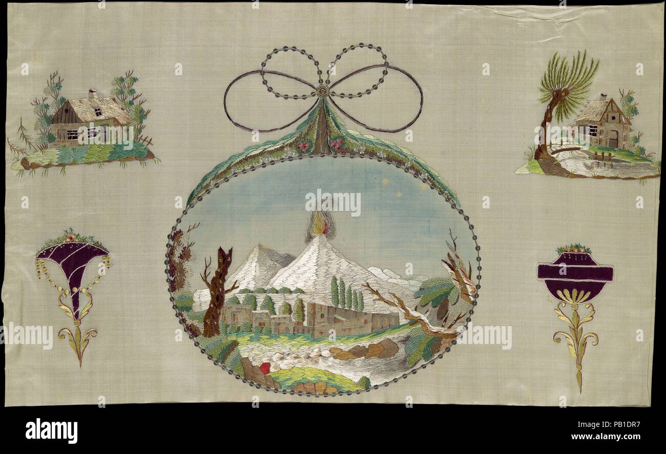 Zeichen-Mahler Sticcurbuch Selbstbelehrung und zur für Damen, Zweiter Theil. Designer : Johann Friedrich Netto (allemand, actif 1795-1809). Fiche Technique : Dimensions : 10 5/8 x 16 3/4 in. (27 x 42,5 cm) réserve : 11 5/8 × 18 11/16 in. (29,5 × 47,5 cm). Editeur : Voss und compagnie , Leipzig. Date : 1798. C'est le deuxième volume des motifs de broderie publié par Netto ; le premier est apparu en 1795. Les illustrations sont dans le style néo-classique et : bouquets, festons perlés, floral et frontières. Chaque conception apparaît deux fois : une page en couleur, une en noir et blanc. On peut supposer que les pages couleur Banque D'Images