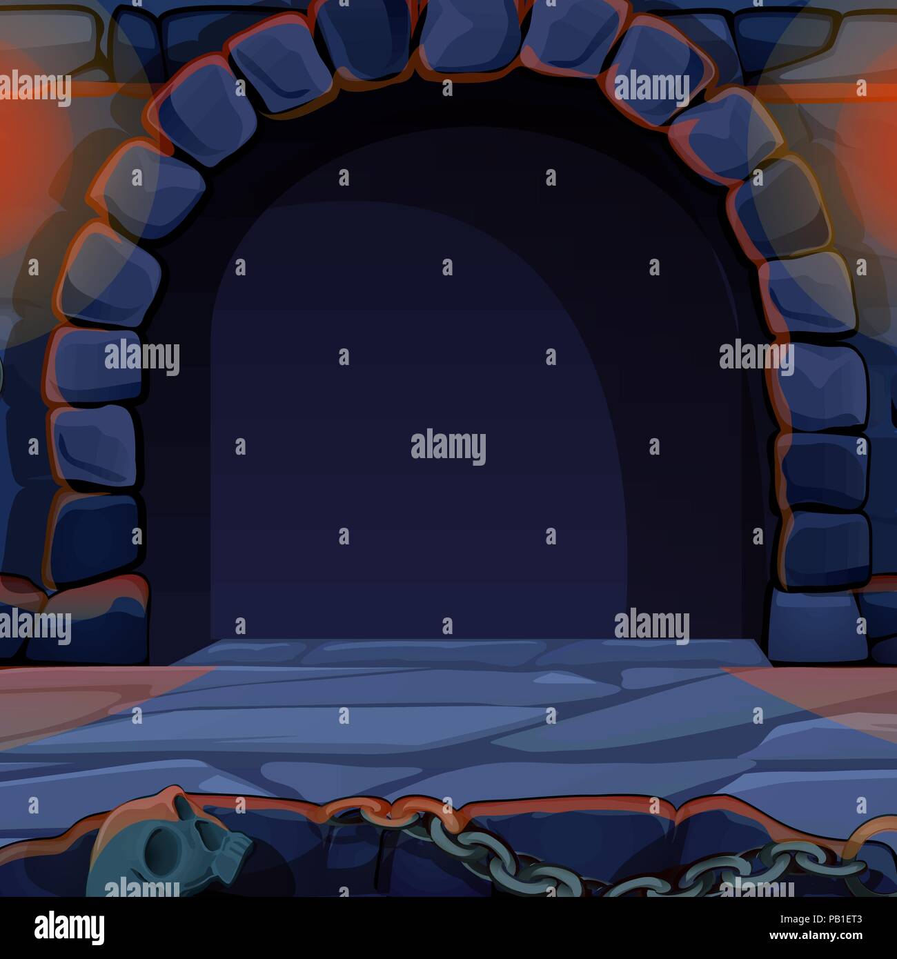Archway en château médiéval. L'architecture d'époque. Cartoon Vector illustration close-up. Illustration de Vecteur
