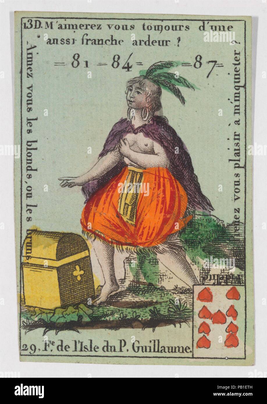 F.e de l'Isle du P. Guillaume de cartes à jouer (pour quatuors) 'Costumes des peuples étrangers'. Artiste : Anonymous, le français, 18e siècle. Dimensions : 3 × 2 3/16 1/16 in. (8,1 × 5,3 cm). Date : 1700-1799. Musée : Metropolitan Museum of Art, New York, USA. Banque D'Images