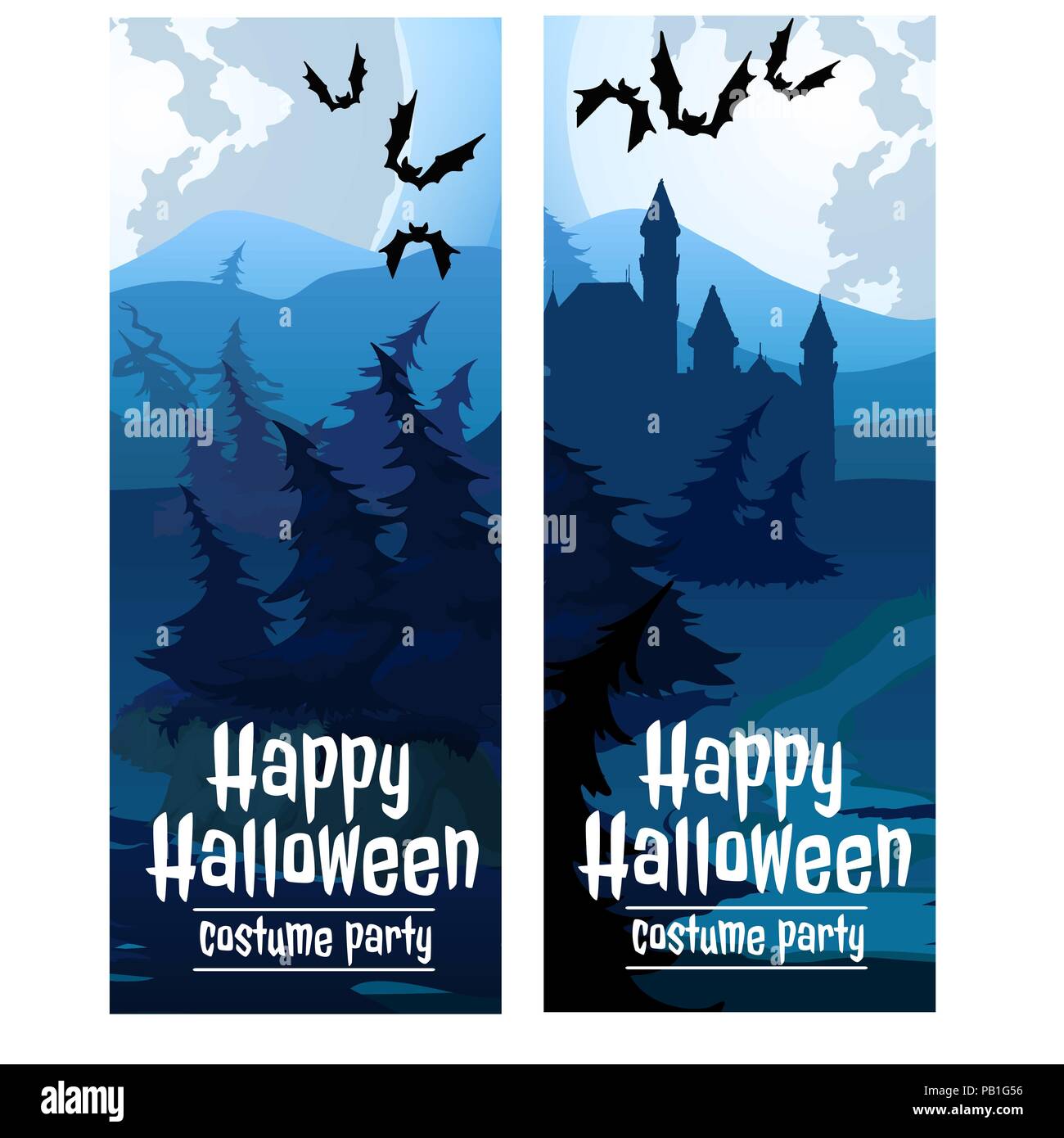 Deux cartes sur le thème de l'Halloween de cette année. Vector illustration. Illustration de Vecteur