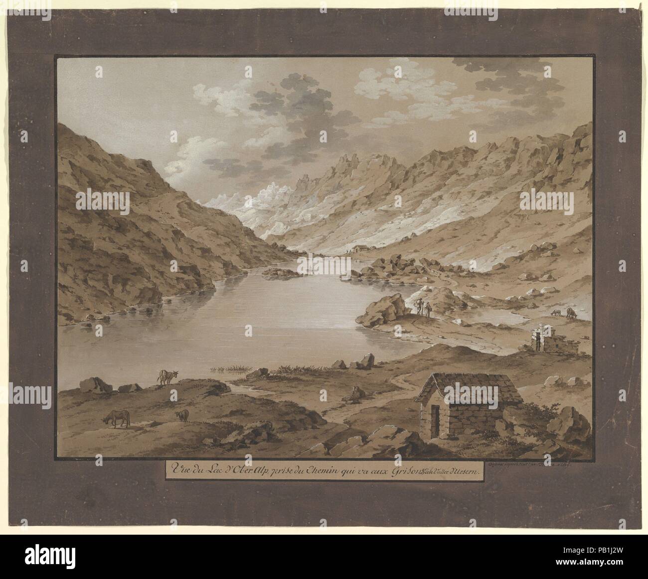 Vue sur le lac de l'Oberalp. Artiste : Franz Xaver Triner (Suisse, 1767-1824) Buerglen Arth. Fiche technique : Dimensions : 16 x 20 3/4 à 5/16. (42,5 x 51,6 cm). Date : fin 18e-19e siècle. Musée : Metropolitan Museum of Art, New York, USA. Banque D'Images