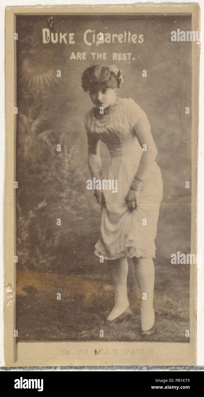 [Actrice] jupe de levage, acteurs et actrices de la série (N145-6) émis par le duc Sons & Co. pour promouvoir Duc Cigarettes. Fiche Technique : Dimensions : 2 11/16 × 1 3/8 in. (6,8 × 3,5 cm). Editeur : Publié par W. Duc, Sons & Co. (New York et Durham, N.C.). Date : 1880. Les cartes commerciales de l'ensemble 'Acteurs et Actrices' (N145-6), publié dans les années 1880 par W. Duc Sons & Co. pour promouvoir Duc Cigarettes. Il y a huit sous-ensembles de la série N145. Sport divers sous-ensembles différents modèles de cartes et aussi promouvoir différentes marques de tabac représenté par W. Duc Fils & Company. Cette carte est à partir de la sixième sous-ensemble, N1 Banque D'Images