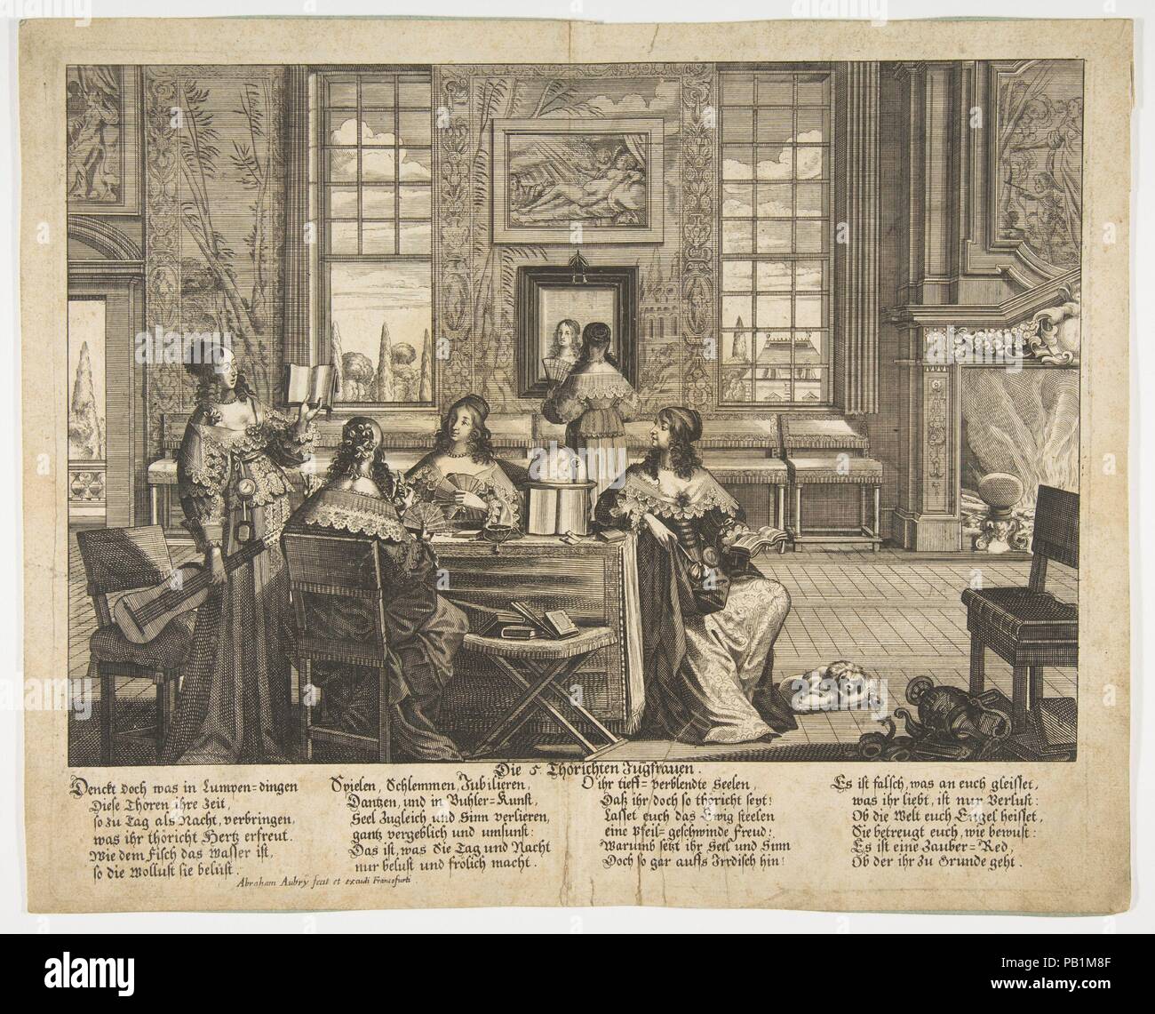 Les vierges folles en conversation. Artiste : D'après Abraham Bosse (Français, Tours 1602/1604-1676 Paris) ; Abraham Aubry (français, est mort en 1682). Fiche Technique : Dimensions : 11 x 13 3/4 à 3/16. (28,4 x 35 cm) Plaque : 10 3/4 po. × 13 in. (27,3 × 33 cm). Series/portefeuille : les vierges sages et les vierges folles (Les vierges sages et les Vierges folles). Date : milieu à la fin du 17ème siècle. Musée : Metropolitan Museum of Art, New York, USA. Banque D'Images