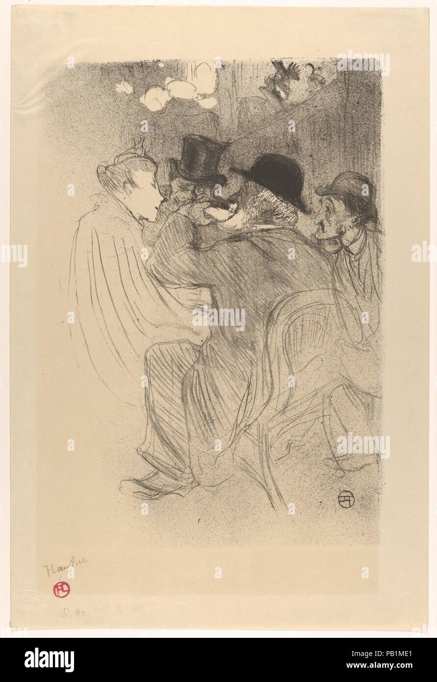Au Moulin Rouge : Un rude ! Un vrai impoli !. Artiste : Henri de Toulouse-Lautrec (Français, Albi 1864-1901 Saint-André-du-Bois). Dimensions : Image : 14 × 5/16 10 1/16 in. (36,3 × 25,5 cm) feuille : 18 3/8 x 12 1/4 in. (46,7 × 31,1 cm). Imprimante : Edward Ancourt (Français, 19e siècle). Editeur : L'Escarmouche (Français, 1893-1894). Portefeuille/Série : Illustrations pour l'hebdomadaire L'escarmouche, 1893-1894. Date : 1893. Cette lithographie a été publié par la revue L'escarmouche et reproduit dans le Décembre 10, 1893 question. L'impression est l'un des trois ou quatre épreuves connues en dehors de l'édition de 100. Mu Banque D'Images