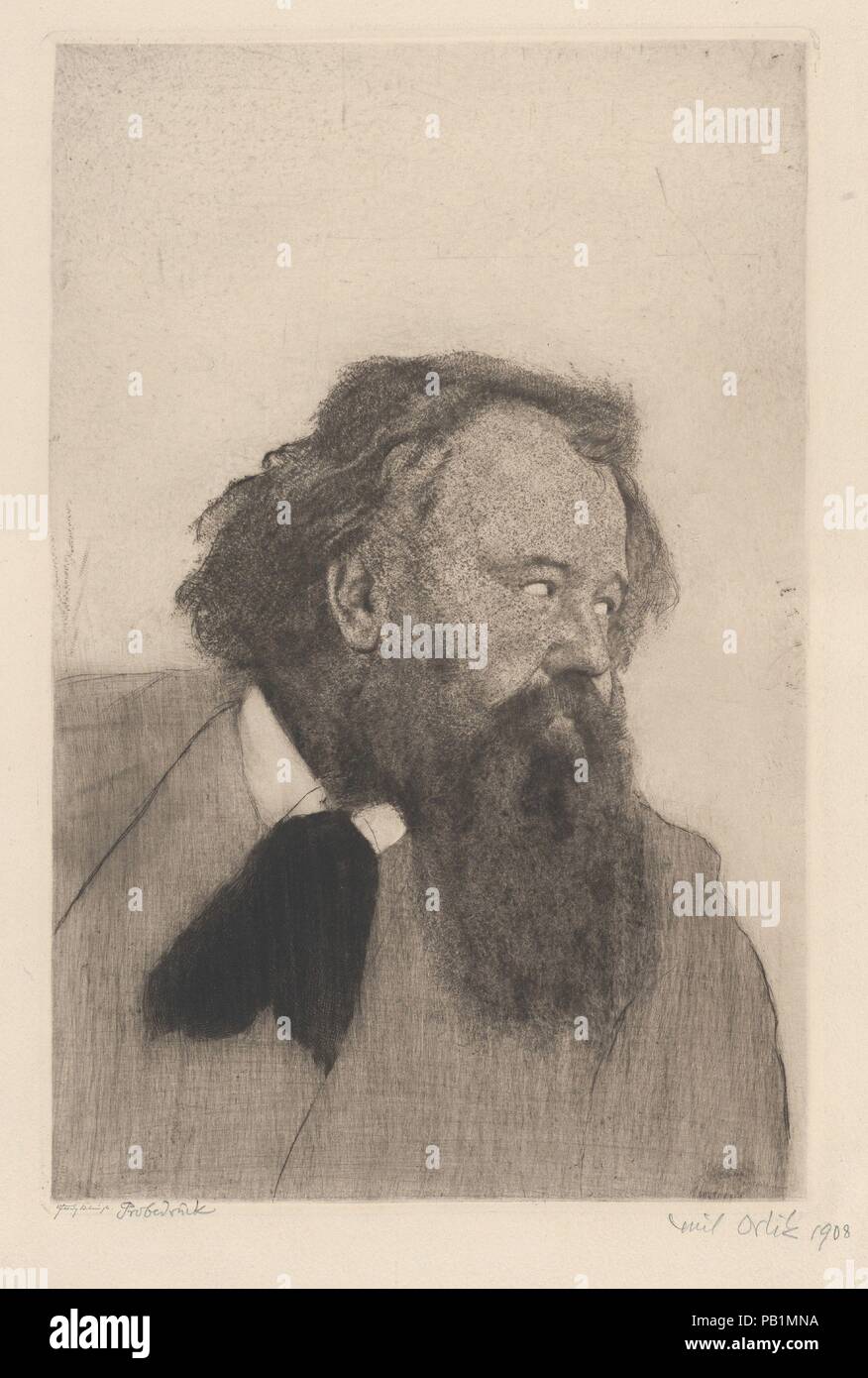 Hermann Bahr. Artiste : Emil Orlik (Prague, Berlin 1870-1932 austro-hongrois). Fiche technique : Dimensions : 16 1/4 x 12 1/4 in. (41,3 x 31,1 cm) plaque : 11 1/2 x 7 5/8 in. (29,2 x 19,4 cm). Date : 1909. Musée : Metropolitan Museum of Art, New York, USA. Banque D'Images