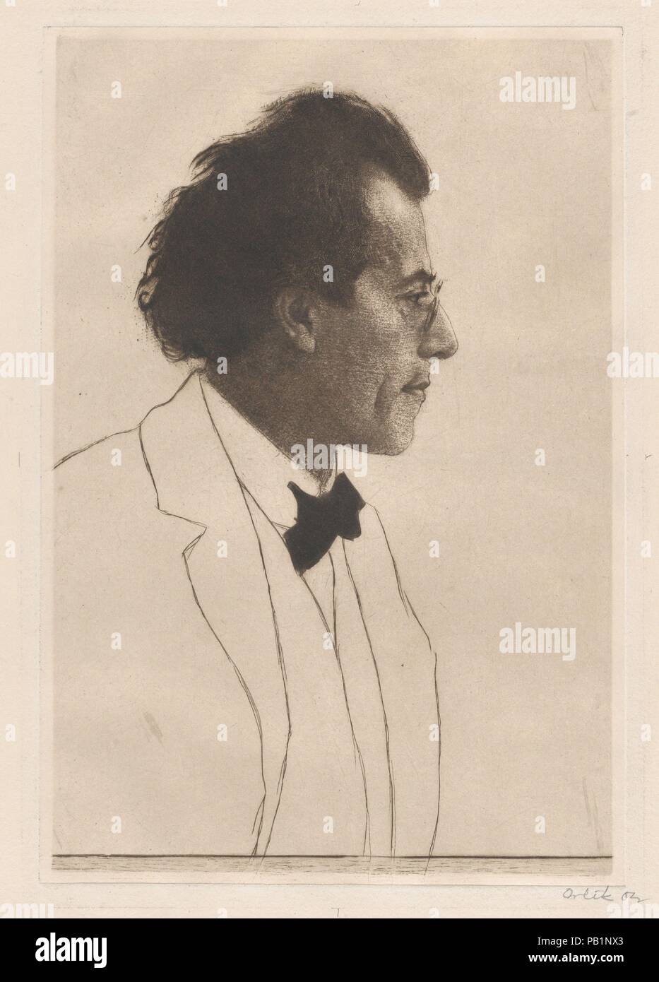 Gustav Mahler. Artiste : Emil Orlik (Prague, Berlin 1870-1932 austro-hongrois). Fiche technique : Dimensions : 18 x 12 1/4 à 5/16. (46,5 x 31,1 cm) plaque : 12 1/8 x 7 15/16 in. (30,8 x 20,2 cm). Date : 1903. Musée : Metropolitan Museum of Art, New York, USA. Banque D'Images