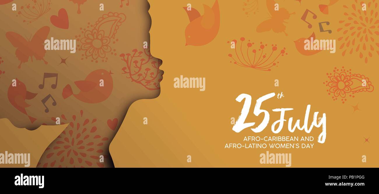 Happy Afro Caraïbes et les femmes Latino jour maison de l'illustration. Coupe papier découpe silhouette tête fille noire dessiné à la main avec fleurs de printemps doodles. Ide Illustration de Vecteur