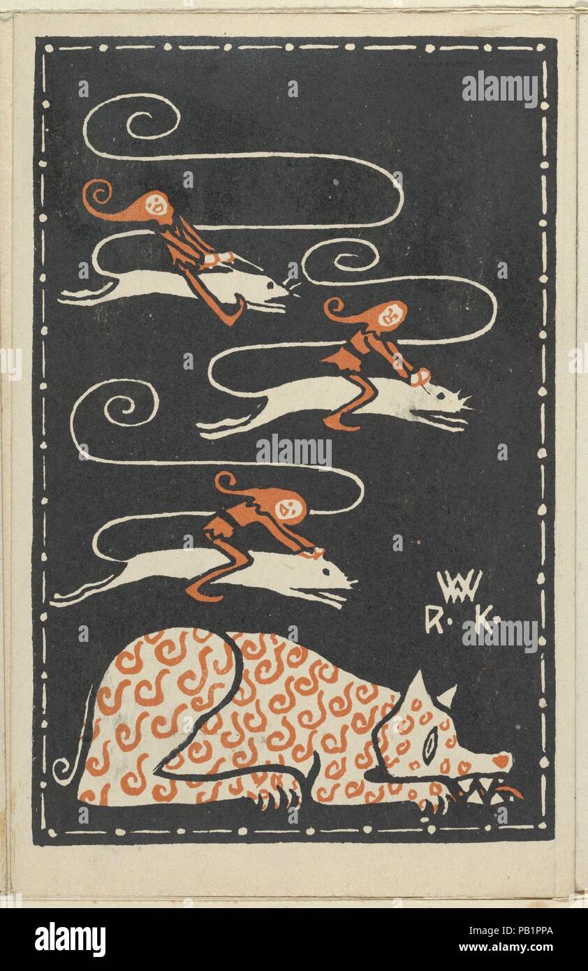 Sous réserve d'humour. Artiste : Rudolf Kalvach autrichienne (Vienne, 1883-1932) Kosmanos ; Wiener Werkstätte. Fiche Technique : Dimensions : 5 1/2 x 3 9/16 in. (14 × 9 cm). Date : 1907. Musée : Metropolitan Museum of Art, New York, USA. Banque D'Images