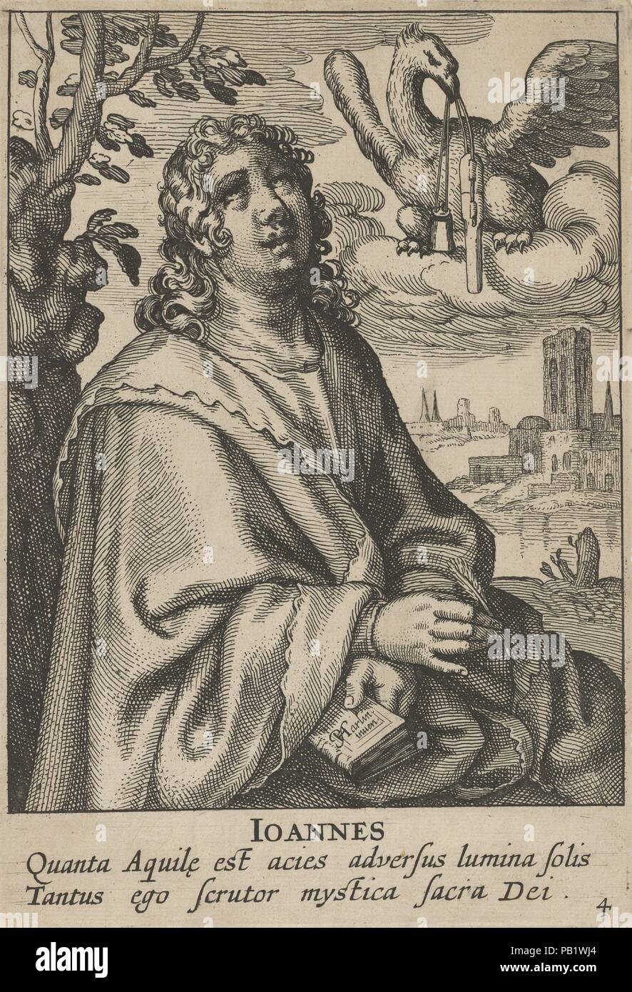 John, à partir des quatre évangélistes. Artiste : Pieter Feddes Van Harlingen (Néerlandais, 1586-1622). Fiche Technique : Dimensions : 8 1/16 × 5 11/16 in. (20,5 × 14,4 cm). Editeur : Claes Jansz. Visscher (Néerlandais, Amsterdam Amsterdam 1586-1652). Date : 1610-20. Musée : Metropolitan Museum of Art, New York, USA. Banque D'Images