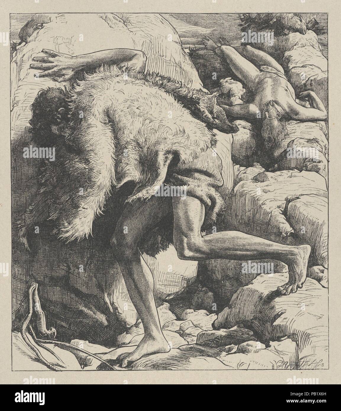 Caïn et Abel (Dalziels' Bible Galerie). Artiste : Après Frédéric, Seigneur Leighton (British, Scarborough 1830-1896 Londres). Image : 6 Dimensions : 15/16 × 6 3/16 in. (17,6 × 15,7 cm) Inde : Feuille 8 13/16 × 7 7/8 in. (22,4 × 20 cm) Mont : 16 7/16 po. × 12 15/16 in. (41,8 × 32,8 cm). Graveur : Dalziel Brothers (britannique, 1839-1893) active. Imprimante : Camden Press (britannique, Londres). Editeur : Scribner et Welford (New York, NY). Date : 1880-1881. Musée : Metropolitan Museum of Art, New York, USA. Banque D'Images