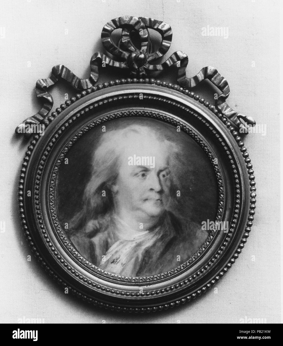Portrait de la plaque de Benjamin Franklin. Artiste : Jacques Thouron après. Dimensions : diam. 3 3/16 in. (8,1 cm). Date : 1776-1883. Musée : Metropolitan Museum of Art, New York, USA. Banque D'Images