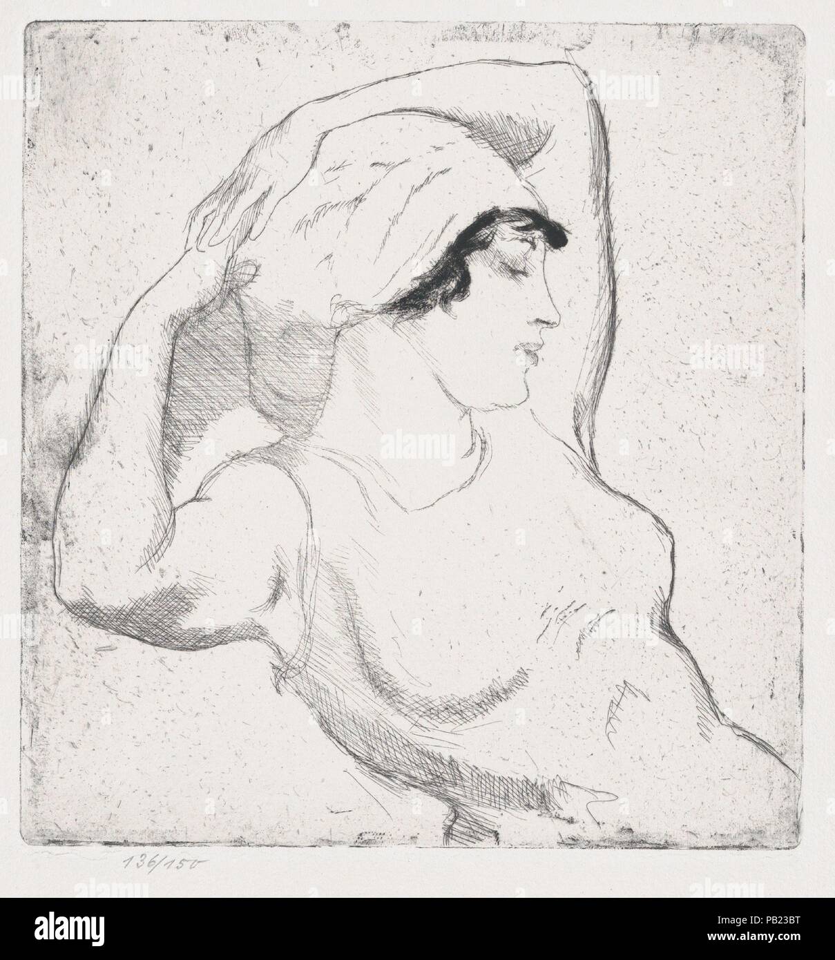 Figure féminine (Frauengestalt). Artiste : Emil Orlik (Prague, Berlin 1870-1932 austro-hongrois). Fiche technique : Dimensions : 13 7/8 x 10 3/16 po. (35,2 x 25,9 cm) Plaque : 6 9/16 x 6 1/2 in. (16,7 x 16,5 cm). Portefeuille : 136/150/série. Date : 1919. Musée : Metropolitan Museum of Art, New York, USA. Banque D'Images