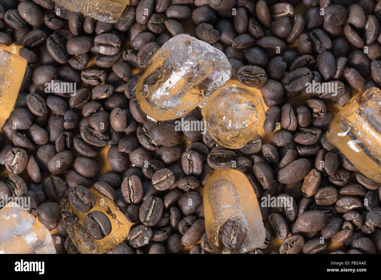 Grain de café et de la glace Banque D'Images