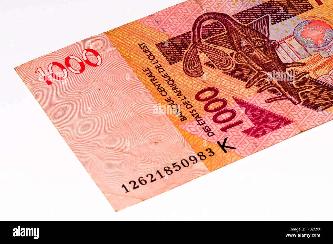 1000 Billet de banque du franc CFA. Franc CFA est utilisé dans 14 pays africains. Banque D'Images