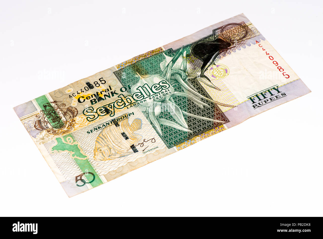 50 roupie Seychelloise billet de banque, la monnaie nationale des Seychelles Banque D'Images