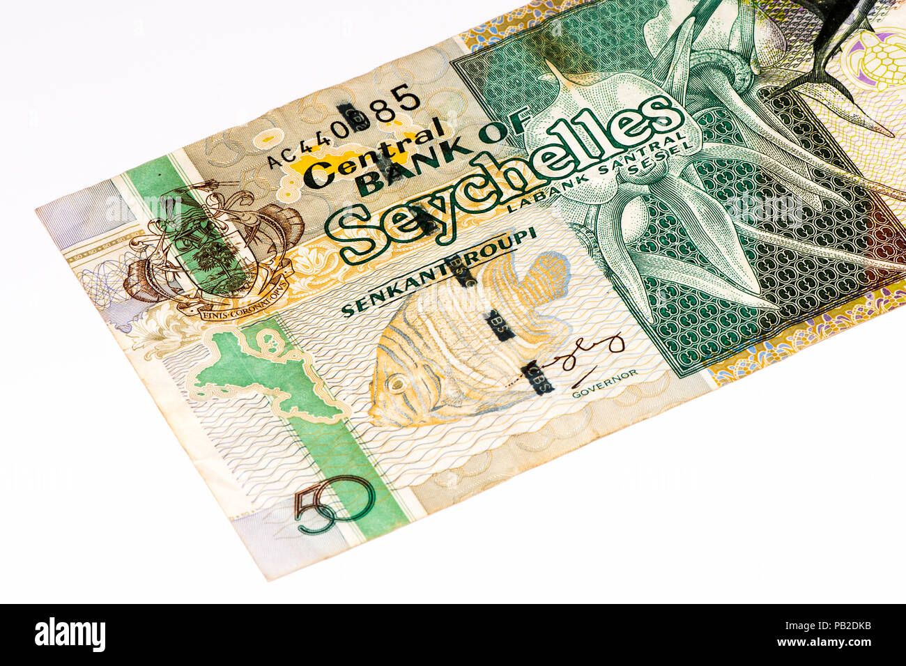 50 roupie Seychelloise billet de banque, la monnaie nationale des Seychelles Banque D'Images