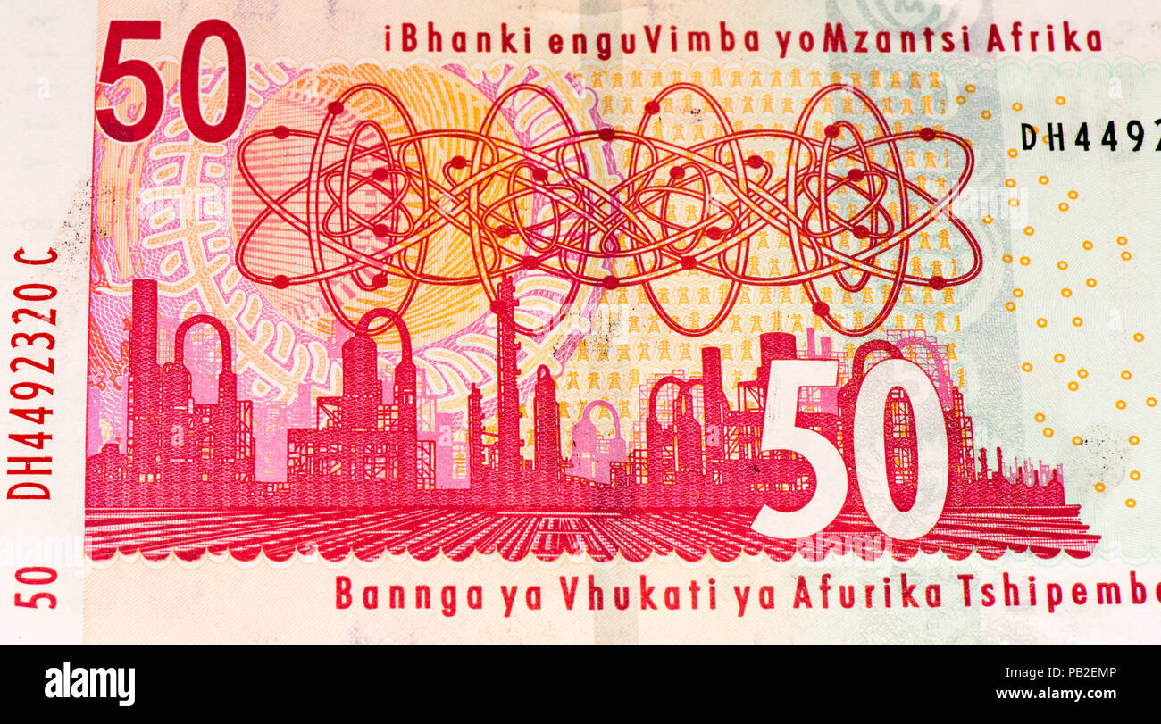 50 rands sud-africains. Rand sud-africain est la monnaie nationale de l'Afrique du Sud Banque D'Images