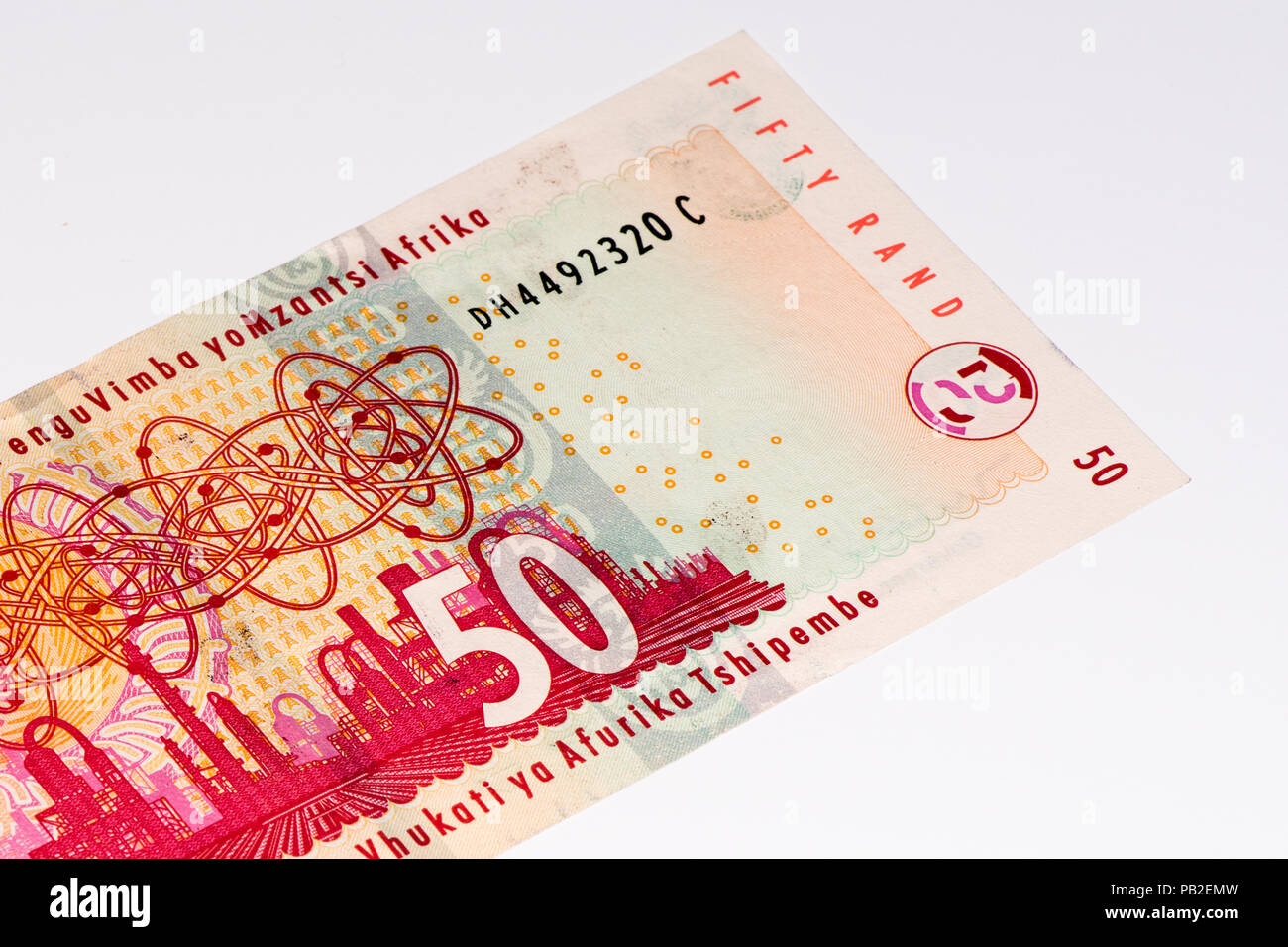 50 rands sud-africains. Rand sud-africain est la monnaie nationale de l'Afrique du Sud Banque D'Images