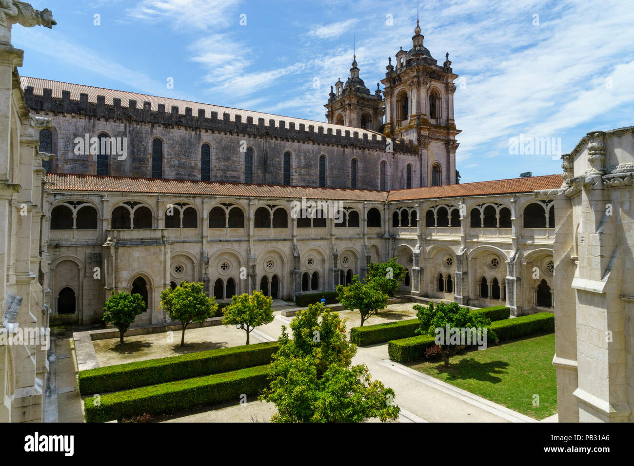 Le cloître et la cour du monastère d'Alcobaça inscrit par l'UNESCO comme patrimoine mondial en 1989 Banque D'Images