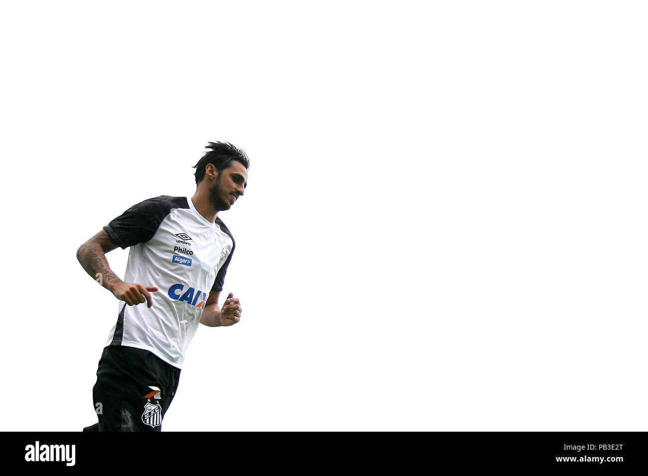 Le joueur costaricien Bryan Ruiz, trains pour le Santos FC. La formation a eu lieu dans la ville de Santos, sur la côte de Sao Paulo, Brésil. 26 juillet, 2018. Credit : AFP7/ZUMA/Alamy Fil Live News Banque D'Images