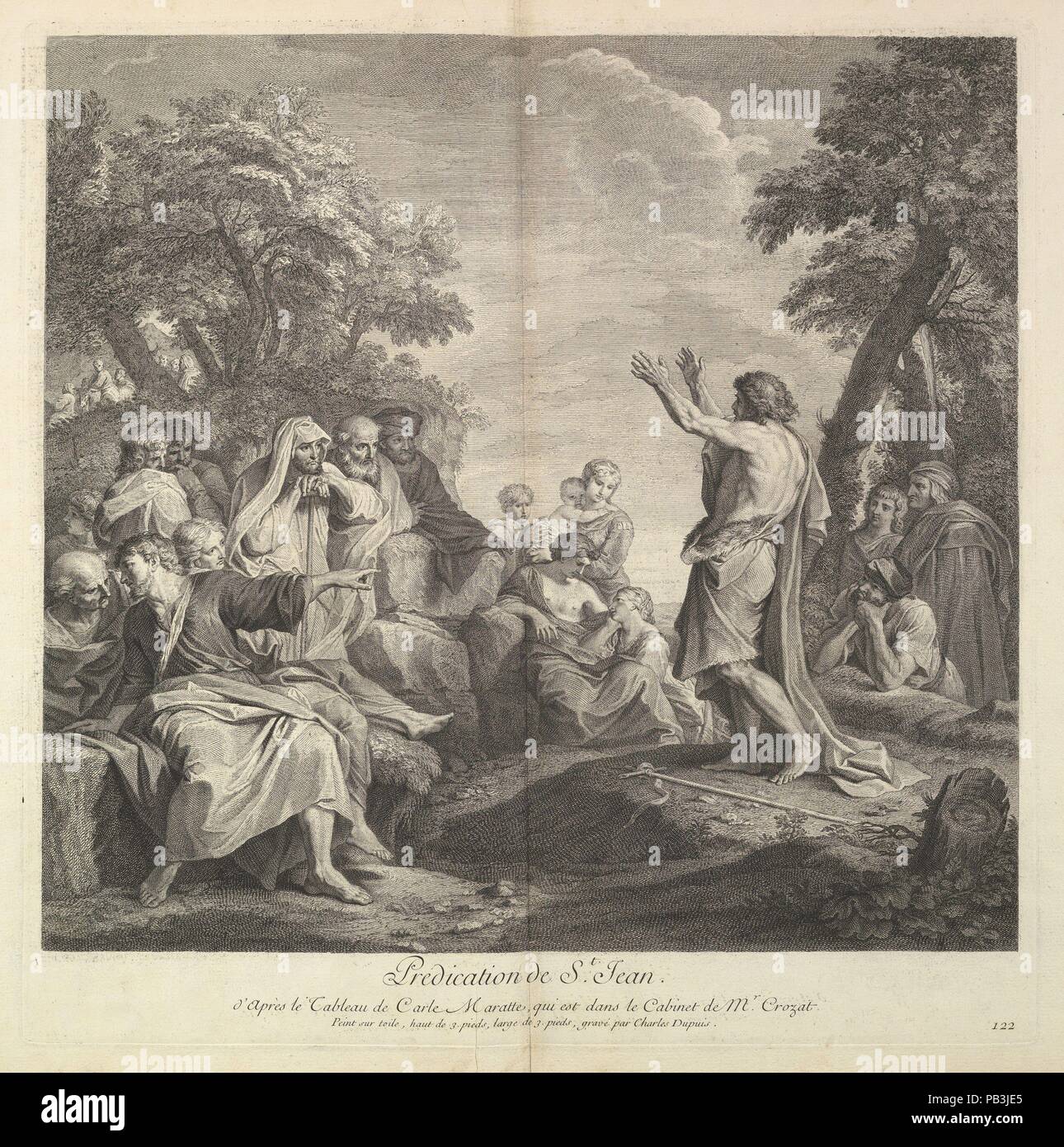 Prédication de Saint Jean. Artiste : Carlo Maratti (après l'italien, l'Incisa 1625-1713 Rome) ; Charles Dupuis (Français). Fiche Technique : Dimensions : 21 x 26 3/4 à 1/16. (53,5 x 68 cm) Plaque : 5/16 18 x 17 1/2 in. (46,5 x 44,5 cm). Musée : Metropolitan Museum of Art, New York, USA. Banque D'Images