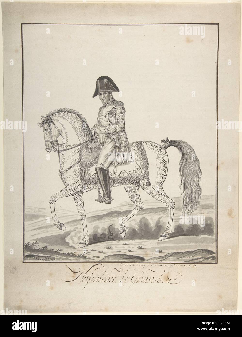 Portrait équestre de Napoléon. Artiste : Auvrest (français, actif de la fin du xviiie-début du xixe siècle). Dimensions : 16 1/4 x 12 5/16". 31,3 cm (41,2 x). Date : n.d.. Musée : Metropolitan Museum of Art, New York, USA. Banque D'Images