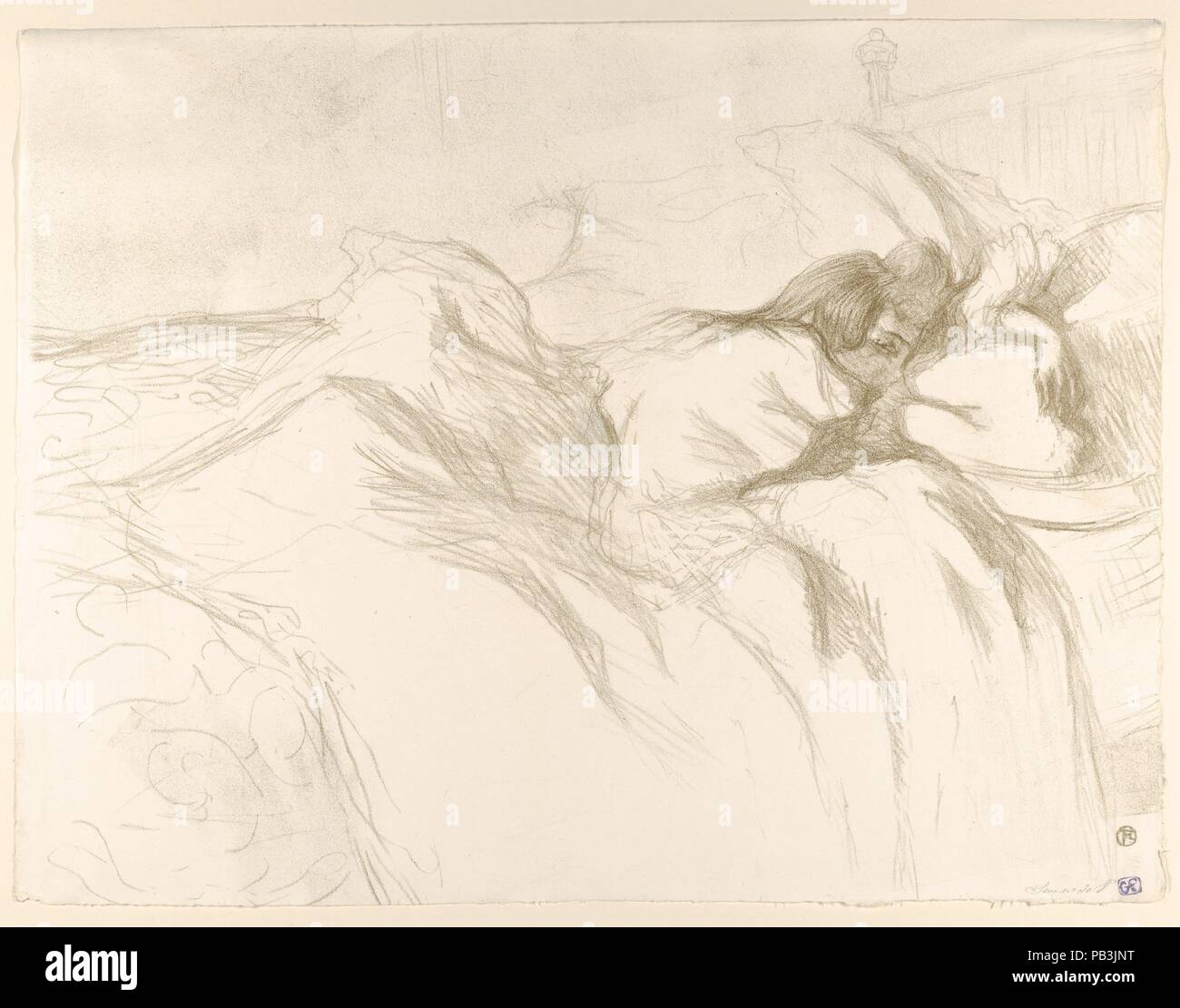 Le réveil, de la série Elles. Artiste : Henri de Toulouse-Lautrec (Français, Albi 1864-1901 Saint-André-du-Bois). Fiche technique : Dimensions : 15 x 20 15/16 11/16 in. (40,5 x 52,5 cm). Editeur : Gustave Pellet (français, Paris 1859-1919 Paris). Series/portefeuille : Elles. Date : 1896. Musée : Metropolitan Museum of Art, New York, USA. Banque D'Images