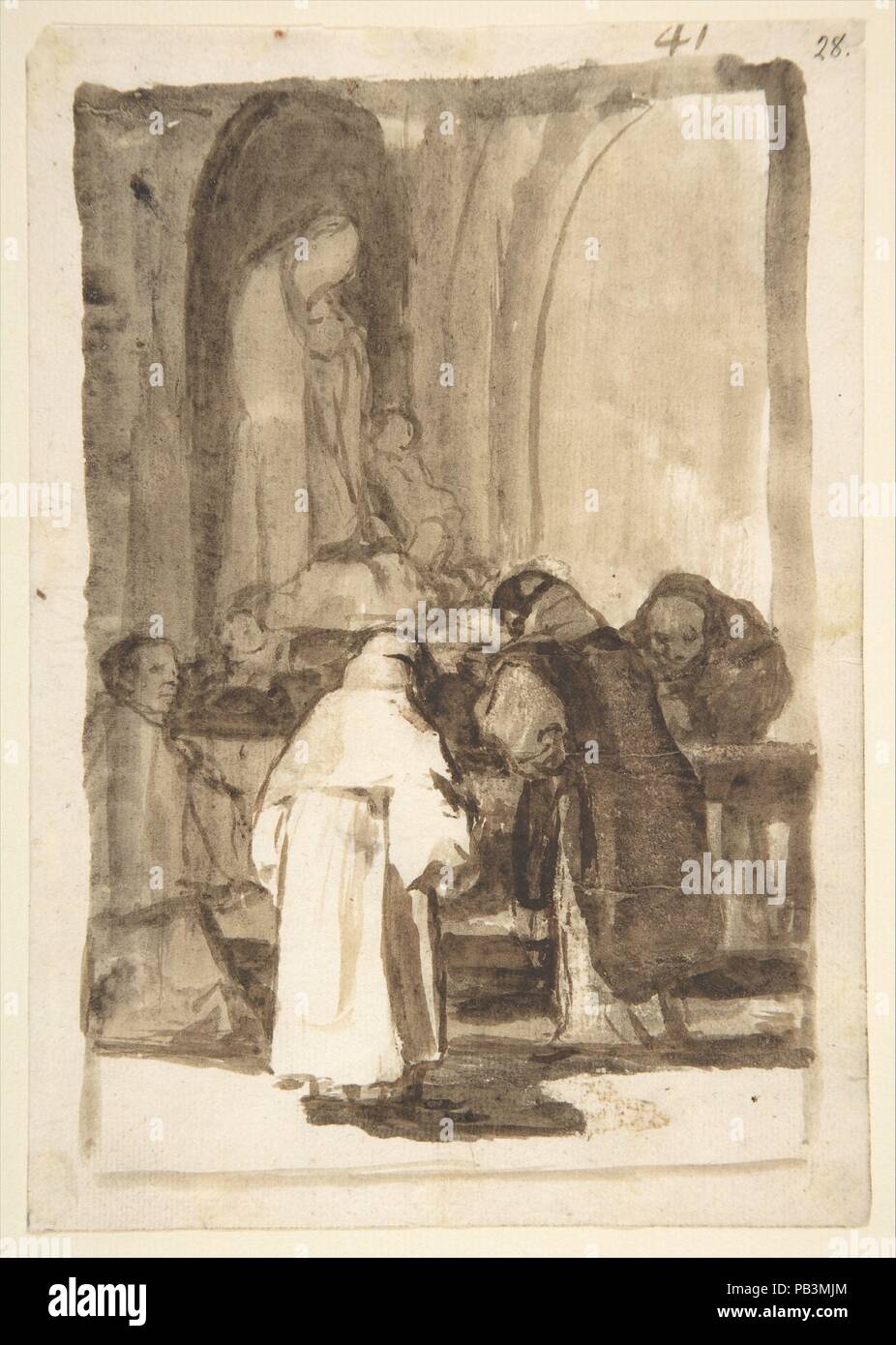 Chiffres à l'intérieur d'une église ; feuillet 41 à partir d'images d'Espagne album 'F'. Artiste : Goya (Francisco de Goya y Lucientes (Fuendetodos) espagnol, 1746-1828 Bordeaux). Fiche Technique : Dimensions : 8 in. × 5 5/8 in. (20,3 × 14,3 cm). Date : ca. 1812-20. Musée : Metropolitan Museum of Art, New York, USA. Banque D'Images