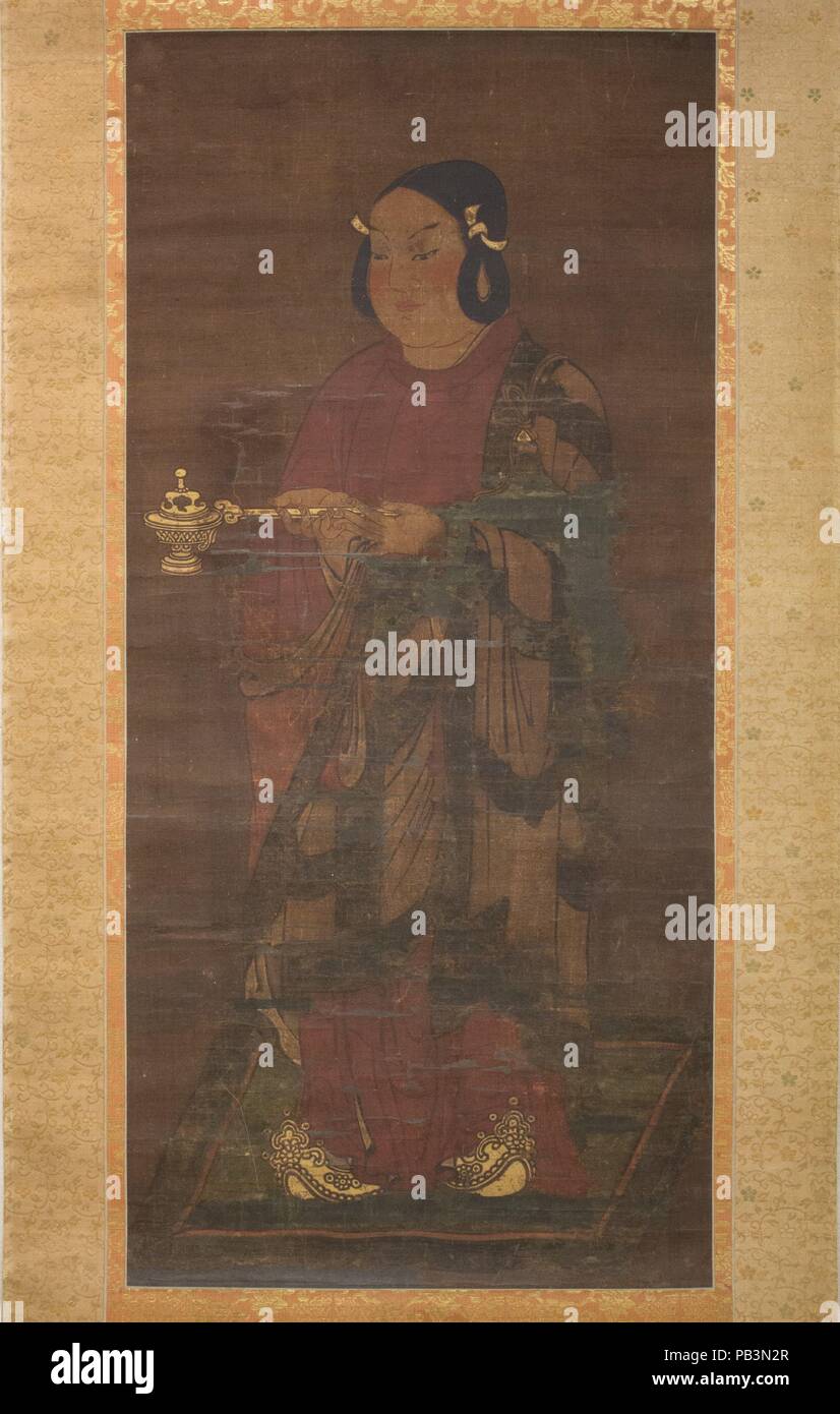 Le Prince Shotoku à l'âge de 16 ans. Artiste : dans le style de Toba Sojo (japonais, 1053-1140). Culture : le Japon. Dimensions : Image : 32 × 20 1/2 9/16 in. (82,6 × 52,2 cm). Date : le 14e siècle. Portraits imaginaires et de légendes sur la vie du Prince Shotoku (574 ?-622), le champion du bouddhisme japonais, est apparu immédiatement après sa mort en 622. Cette peinture de Shotoku est basé sur sa biographie, qui a été édité dans l'examen à mi-période Heian et dépeint comme un être surnaturel. Peint ou sculpté koyo-zo (portraits de piété filiale), comme cet exemple, caractériser près de la moitié des portra Banque D'Images