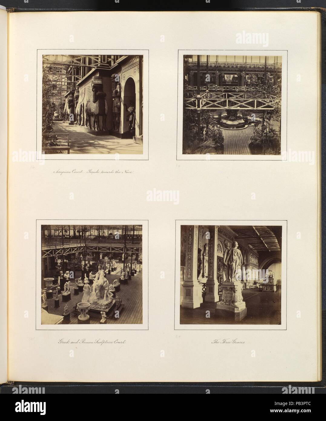 [Cour assyrienne, façade vers la nef ; Portrait de l'Assyrien Cour ; la sculpture grecque et romaine ; la Cour trois grâces]. Artiste : attribué à Philip Henry Delamotte (britannique, 1821-1889). Dimensions : 7,9 x 8,1 cm (3 1/8 x 3 3/16 in.), chacune. Date : ca. 1859. Musée : Metropolitan Museum of Art, New York, USA. Banque D'Images