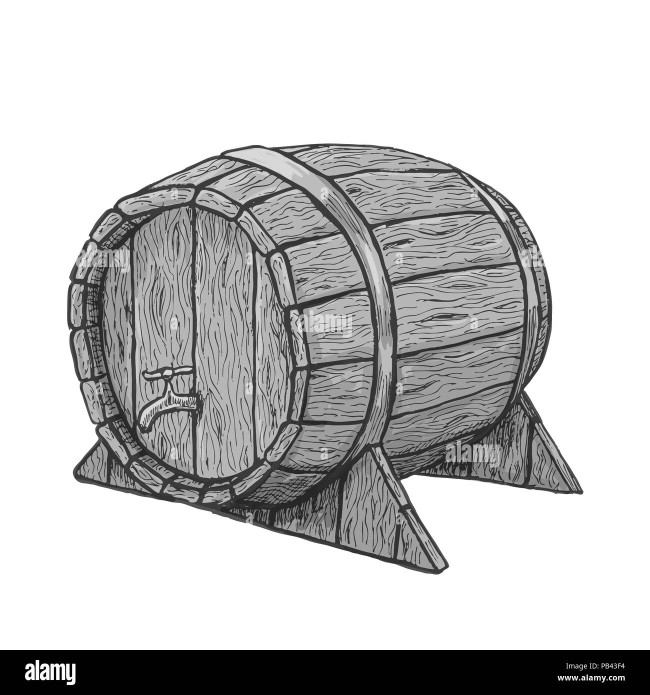 Dessin vectoriel le baril en bois fond blanc Illustration de Vecteur