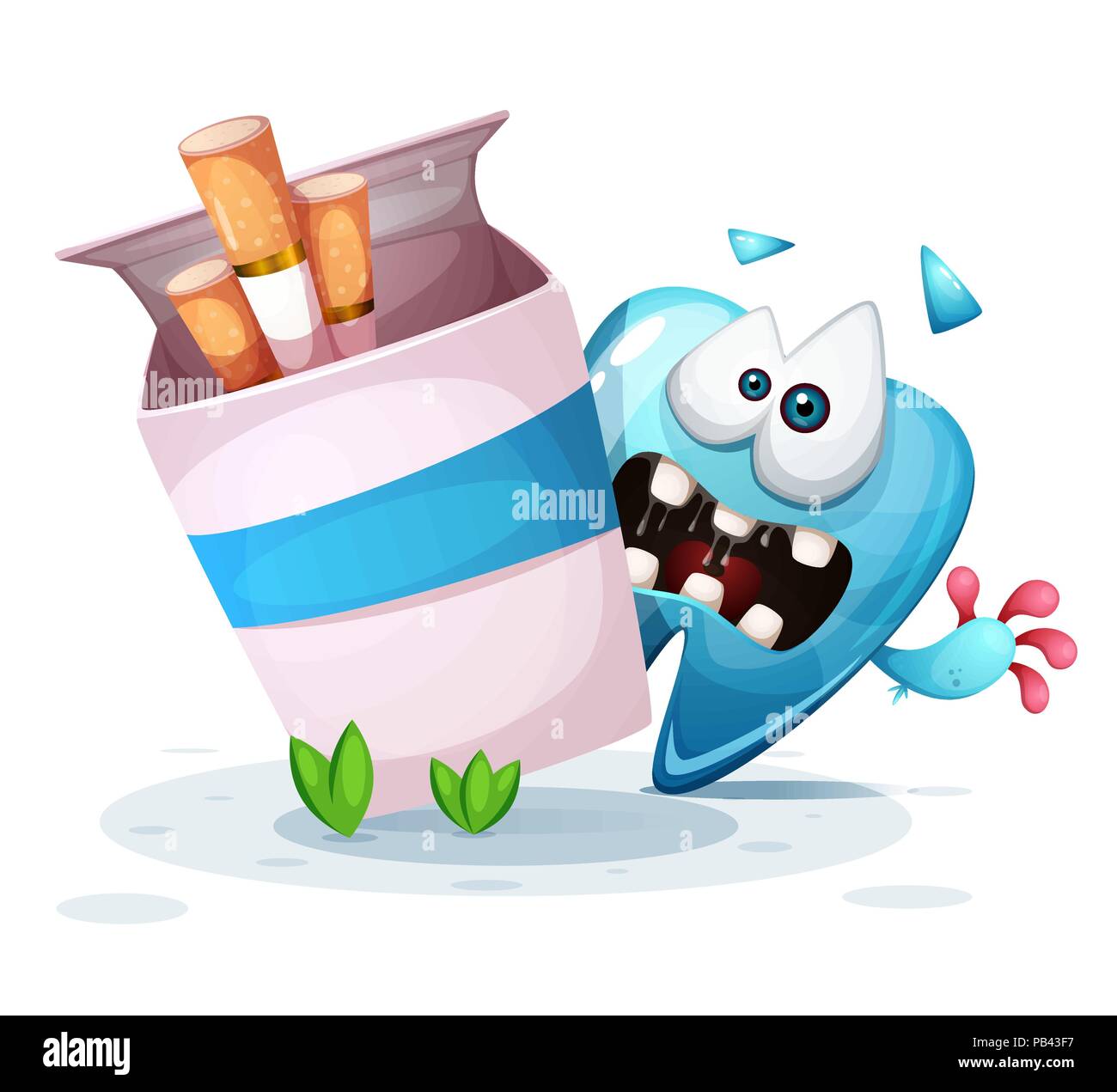 Le tabagisme nuit à vos dents. Cartoon illustration. Illustration de Vecteur