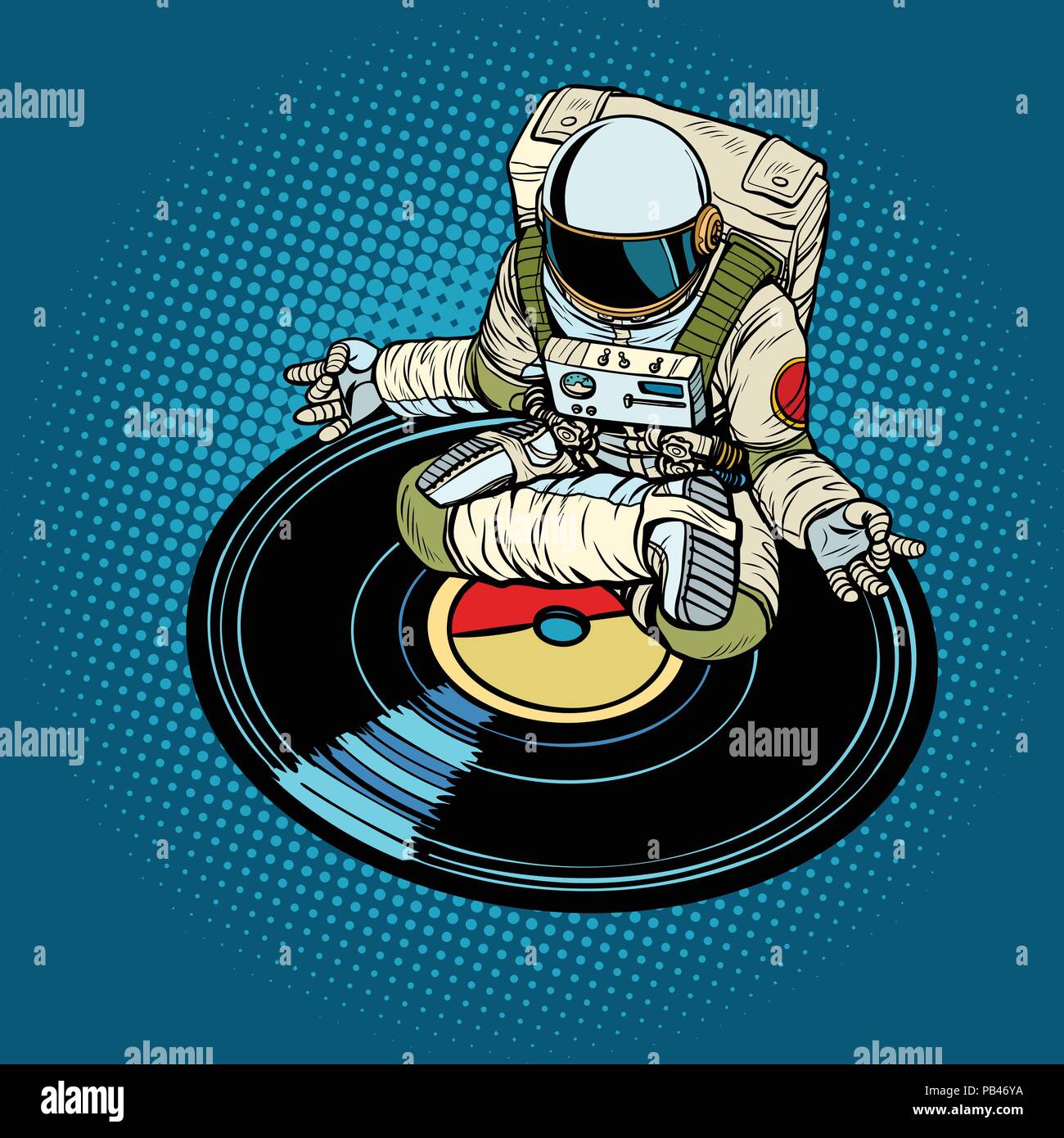 L'homme médite astronaute de la musique, yoga Illustration de Vecteur
