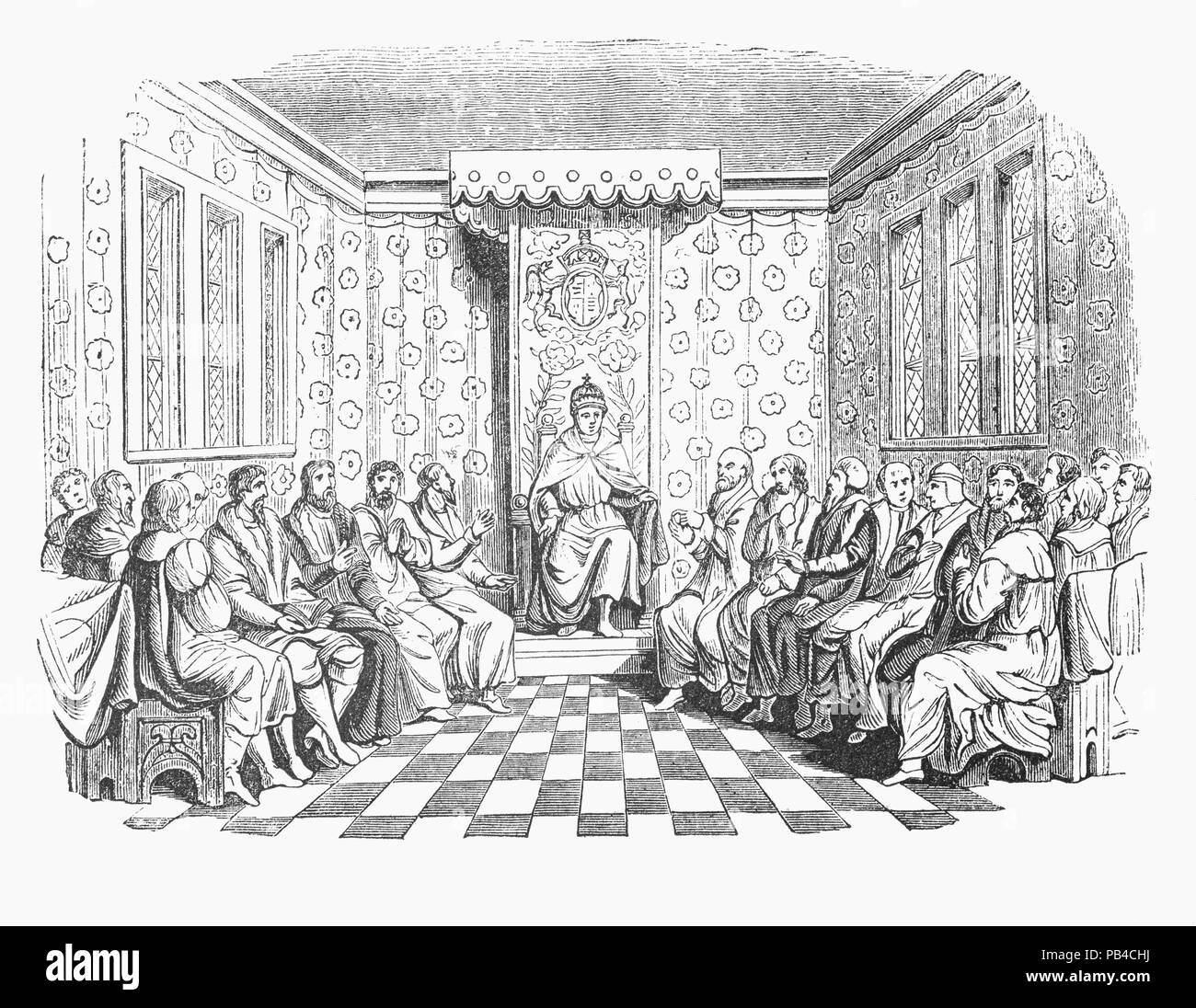 Édouard VI (1537-1553) Roi d'Angleterre et l'Irlande à partir de 28 janvier 1547 jusqu'à sa mort. Il fut couronné le 20 février à l'âge de neuf ans. Henri VIII sera nommé seize exécuteurs, qui étaient d'agir comme conseil d'Edward jusqu'à ce qu'il atteint l'âge de dix-huit ans. Ces exécuteurs ont été complétées par 12 hommes de 'counsail" qui aiderait les exécuteurs lorsque appelé sur.Le Conseil a d'abord dirigé par son oncle Edward Seymour, duc de Somerset (1547-1549), puis par John Dudley, comte de Warwick (1550-1553), à partir de 1551 duc de Northumberland. Banque D'Images