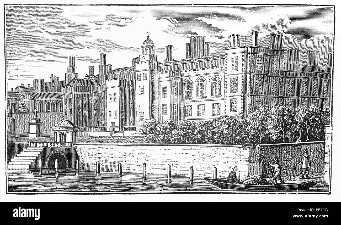 Lorsque le neveu d'Edward Seymour, 1 comte d'Hertford, le garçon-King Edward VI a accédé au trône en 1547, Seymour devint duc de Somerset et de Lord Protecteur. Deux ans plus tard, il est tiré vers le bas une vieille auberge de chancellerie et d'autres maisons qui se tenait sur le site et ont commencé à construire lui-même un nouveau Somerset House dans le centre de Londres, avec vue sur la Tamise. C'était une maison à deux étages construite autour d'un quadrilatère avec une passerelle passant à trois étages et a été l'un des premiers exemples de l'architecture de la Renaissance en Angleterre. Banque D'Images