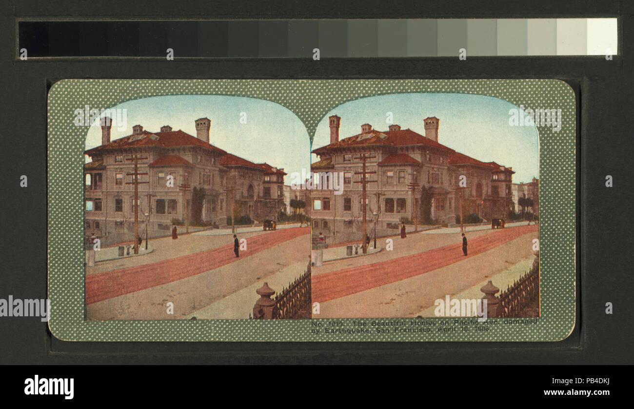 1615 Les belles maisons sur Pacific Ave. endommagé par le séisme, San Francisco, 18 avril 1906 (NYPL b11707375-G90F001 019F) Banque D'Images