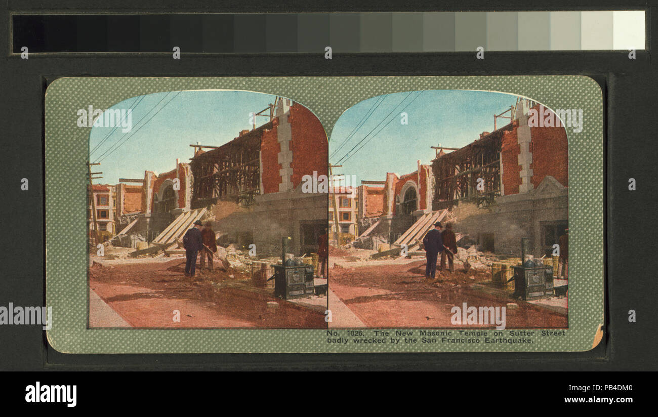1659 Le nouveau temple maçonnique sur Sutter Street mal détruits par le tremblement de terre de San Francisco (NYPL b11707375-G90F001 026F) Banque D'Images