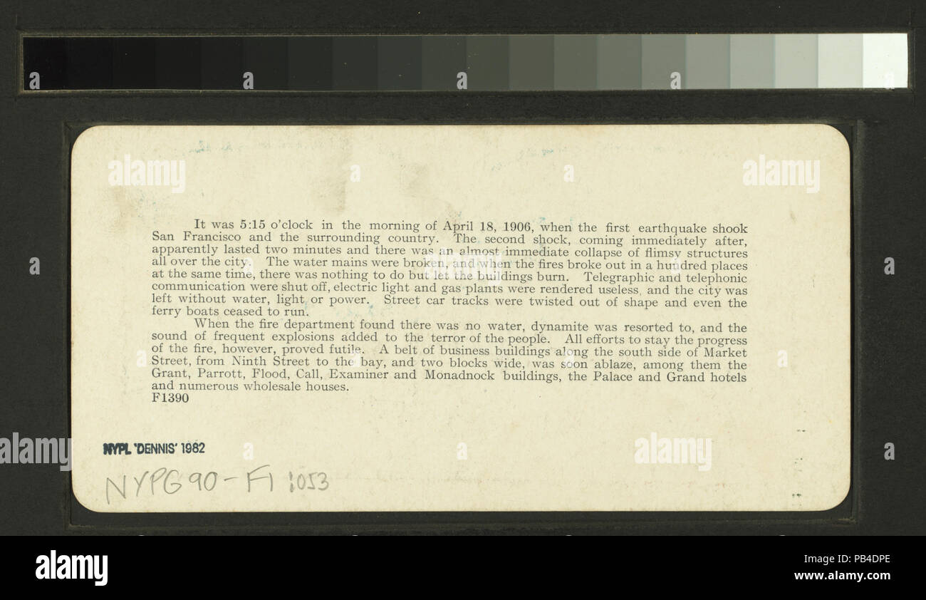 999 Market Street, San Francisco, la grande artère principale montrant effet de tremblement de terre sur la rue (NYPL b11707375-G90F001 053B) Banque D'Images