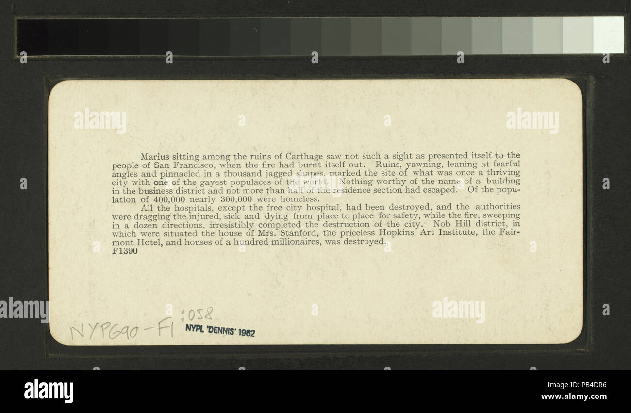 1615 La belle résidence Spreckles détruits par l'incendie et le tremblement de terre, San Francisco (NYPL b11707375-G90F001 058B) Banque D'Images