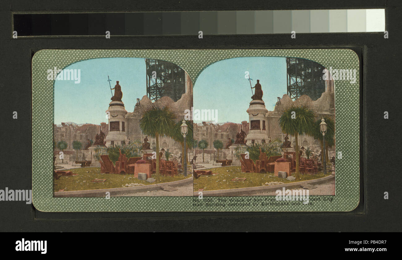 1714 L'épave du San Francisco's magnificent city hall immeuble détruit par un tremblement de terre et de feu (NYPL b11707375-G90F001 059F) Banque D'Images