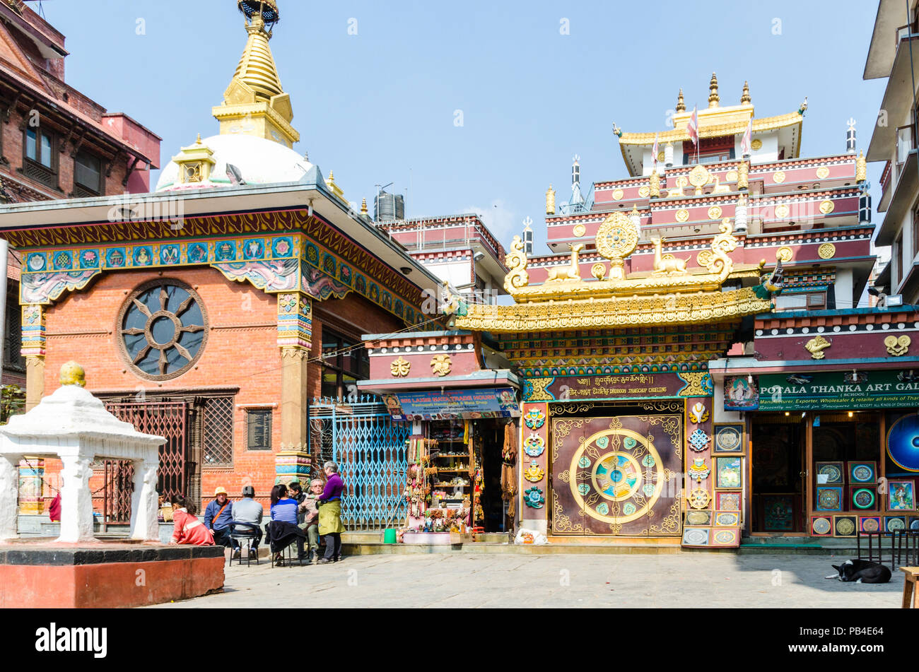 Drubgon Jangchup Choeling Gompa, un monastère du bouddhisme tibétain à côté de Kathesimbhu Stupa, Katmandou, Népal Banque D'Images