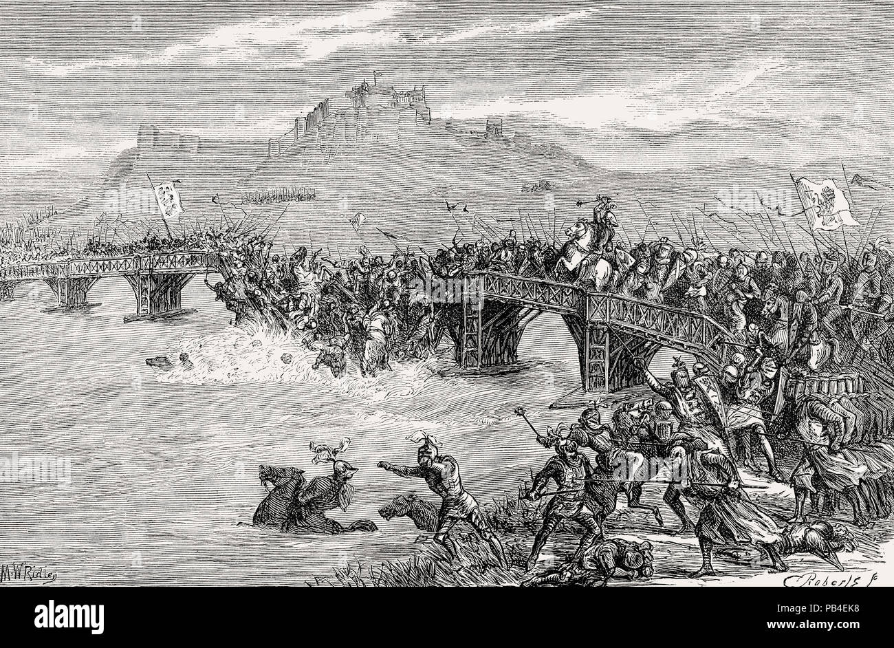 La bataille de Stirling Bridge le 11 septembre 1297, Première Guerre d'indépendance de l'Écosse, de la bataille sur terre et mer, par James Grant Banque D'Images