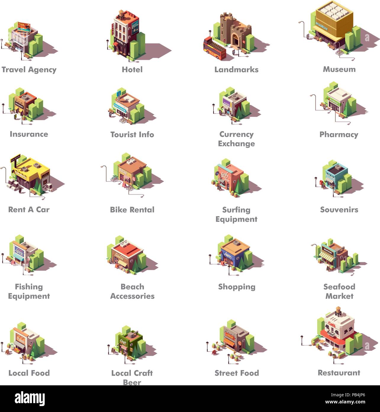 Vector travel icons isométrique Illustration de Vecteur